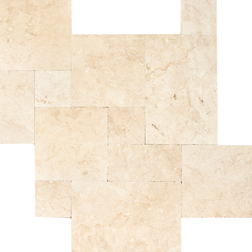 Crema Nouva																							 French Pattern Tumbled Travertine and Marble Antique Collection																					