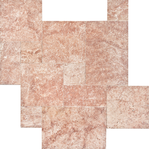 Red																												 French Pattern Tumbled Travertine Antique Collection