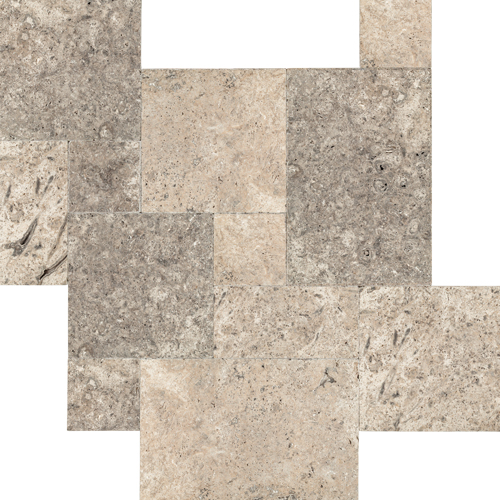 Silver Commercial																							 French Pattern Tumbled Travertine and Marble Antique Collection																					